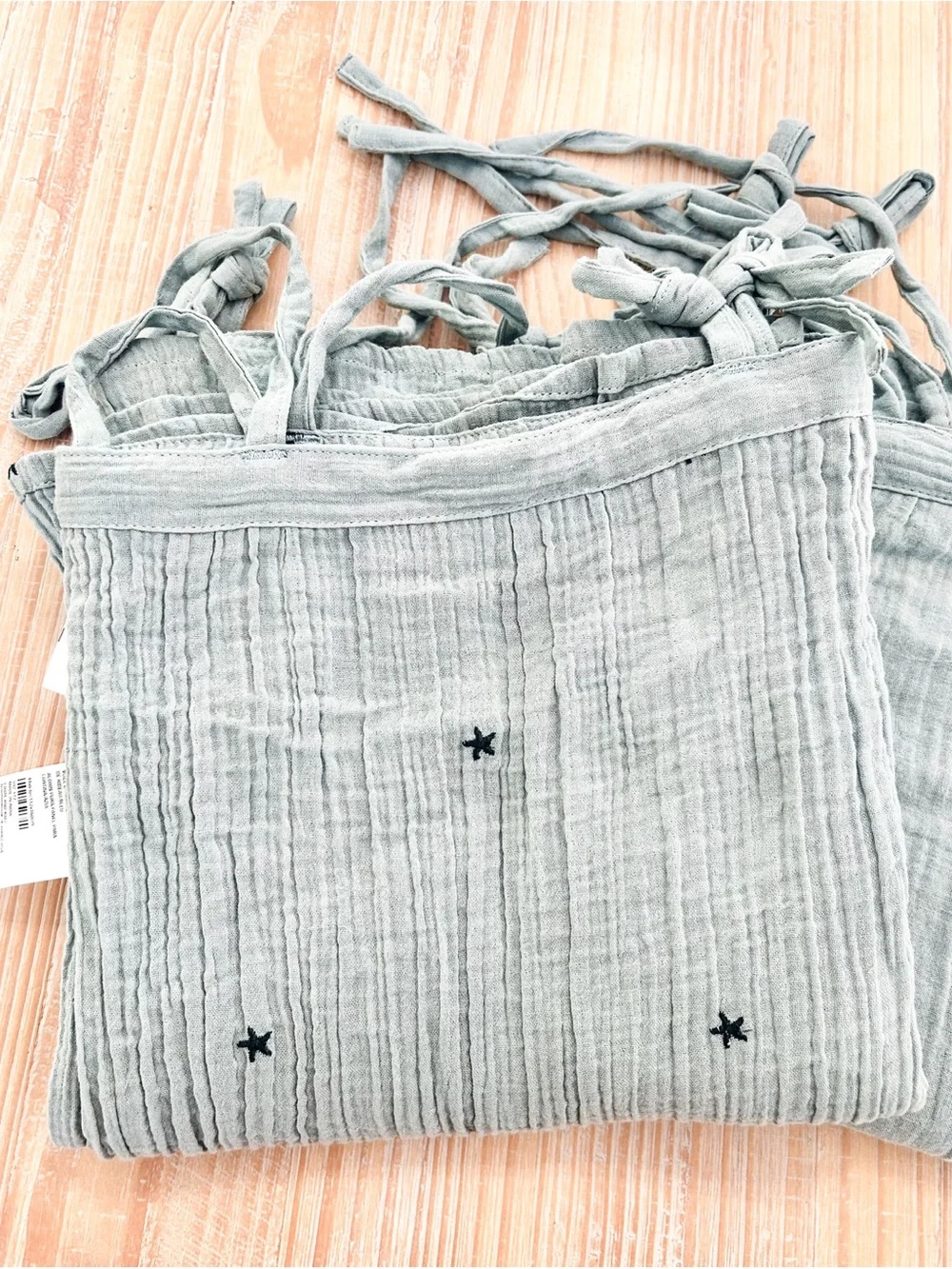 (2) NWOT Crate&Kids Aldrin Organic Cotton Star Sheer Curtain Panel - Blue